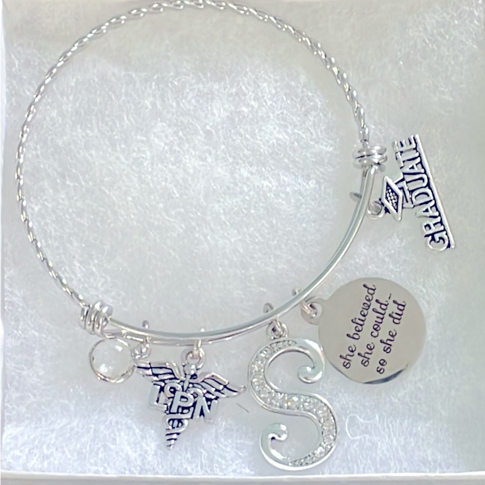 NEW!! S initial LPN Charm bracelet.